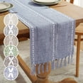 thumbnail image 1 of Farmhouse Table Runner Boho Style Linen 72 Inch Long, Handmade Rustic Table Runner with Tassels for Holiday Party Dining Room Kitchen,13“ x 72” Long Dresser Scarf, 1 of 6