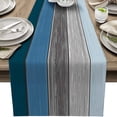 thumbnail image 1 of Farmhouse Table Runner Navy Blue Wood Plank Texture Burlap Table Runner for Dining Room Kitchen Wedding Party Table Decor 13"x72", 1 of 5