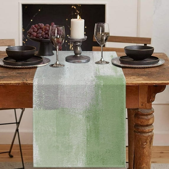 Farmhouse Table Runner, Vintage Blue and Grey Abstract Art Painting for Kitchen Coffee Table Family Dinners Holiday Parties Wedding Events Decor(13x72 inch)