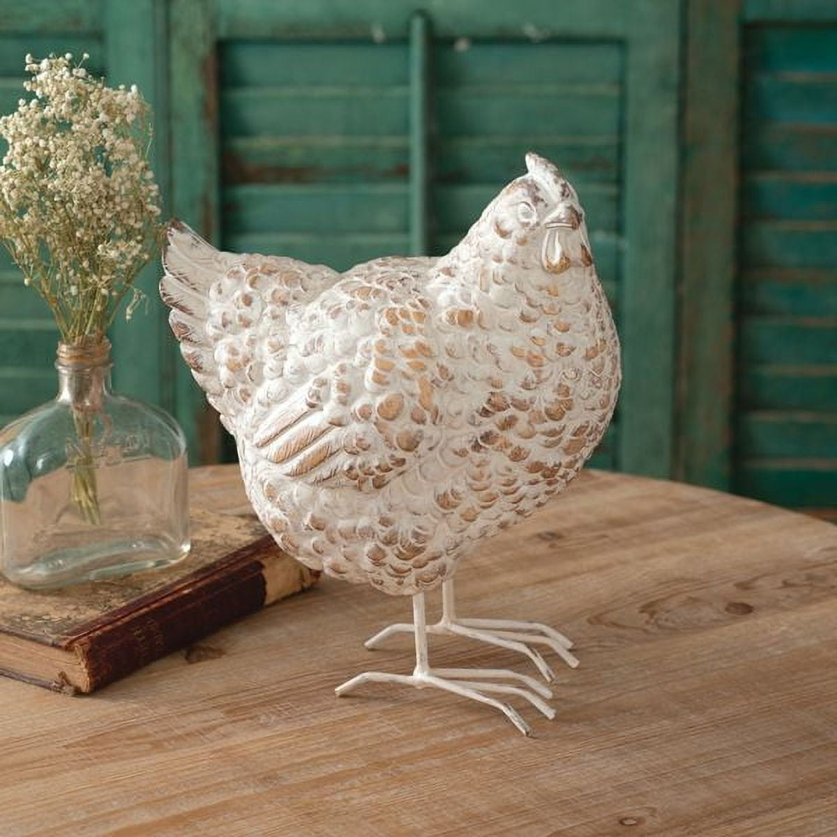 Distressed White Metal Swan Tabletop Sculpture