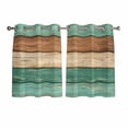thumbnail image 1 of Farmhouse Teal Brown Kitchen Curtains Window Panels, Vintage Wooden Striped Insulated Window Treatment Curtain, Grommet Curtains for Bedroom/Living Room/Bathroom, 2 Piece 42"Wx45"L, 1 of 8