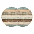 thumbnail image 1 of Farmhouse Teal Brown Round 13 Inch Placemats Set of 2, Country Ombre Wooden HeatResistant Non Slip Place Mats for Dining Table, Wipeable Braided Kitchen Table Mats for Housewarming, 1 of 9