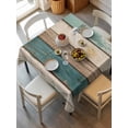 thumbnail image 1 of Farmhouse Teal Brown Tablecloth Square Table Cloth 54x54, Waterproof Outdoor Table Cloth Covers Decorative Table Protector, Retro Ombre Wooden Washable Table Cover for Kitchen Dinning Party, 1 of 8