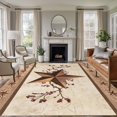 thumbnail image 1 of Farmhouse Texas Star Brown Area Rugs 5'x7', Washable Small Throw Rugs for Laundry Room Playroom, Berry Vintage Wooden Indoor Outdoor Rug Non-Slip Low Pile Carpet Runner Reversible Floor Mats, 1 of 8