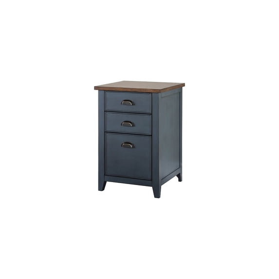 Martin Furniture Farmhouse Three Drawer Wood File Cabinet, Blue, 20 in W x 30 in H x 21 in D