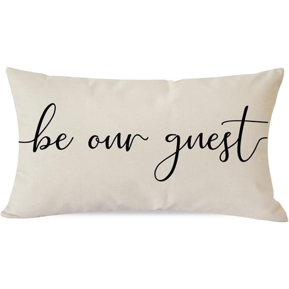 Farmhouse Throw Pillow Cover 12x20 Inch Be Our Guest Pillow Cover Burlap Rustic Decorations Lumbar Decorative Pillow Case for Home Guest Room Bedroom Essentials Couch Sofa Bed Decor
