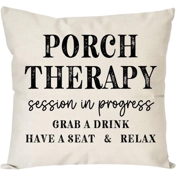 Farmhouse Throw Pillow Cover 12x20 Inch Porch Therapy Session in Progress Turquoise Outdoor Spring Front Porch Patio Decorations Lumbar Decorative Throw Pillows Cases for Party Room Decor