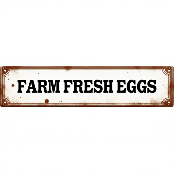 Farmhouse Tin Sign 16x4 Inch Farm Fresh Eggs Design - Great for Kitchen, Patio, Backyard Decor
