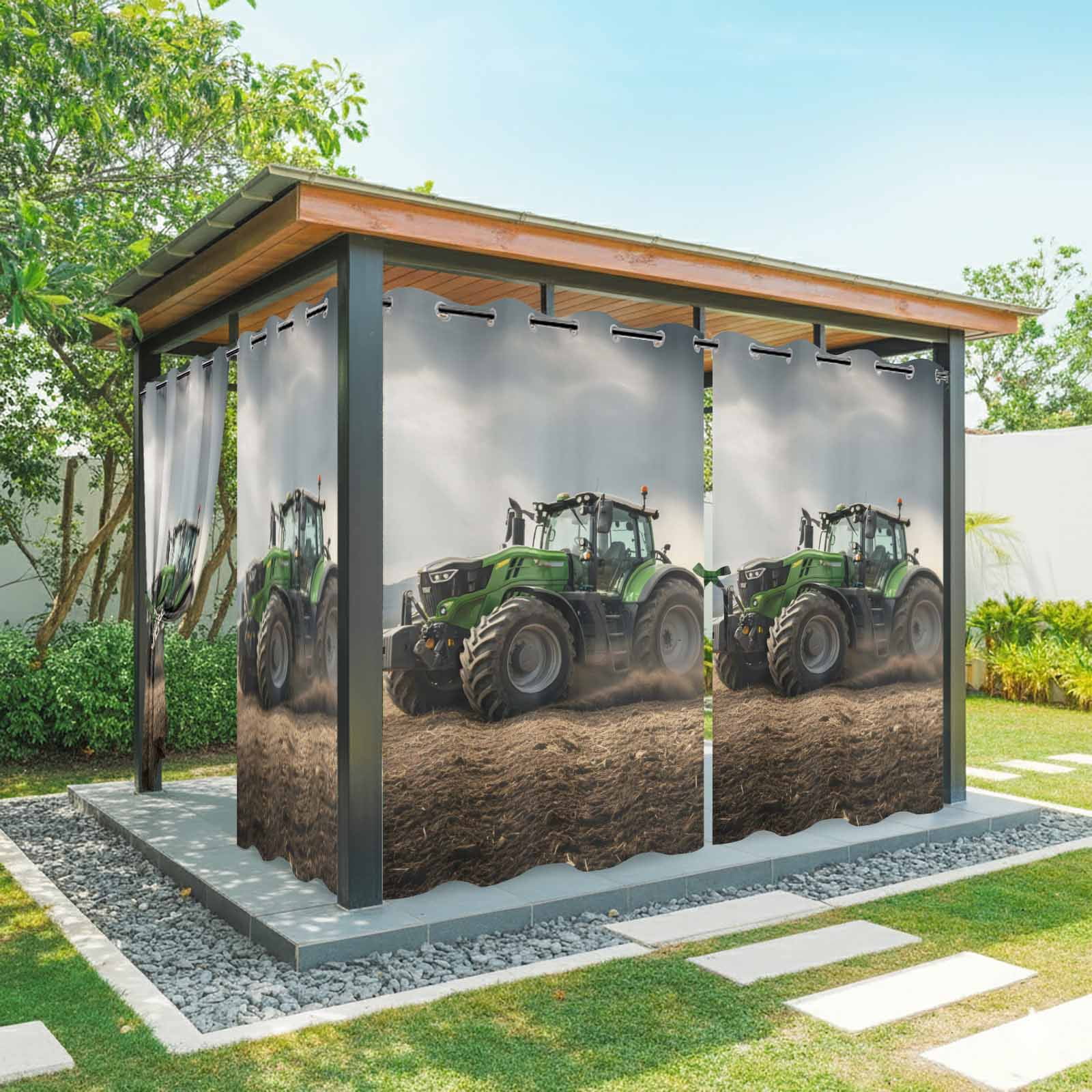 Tractor Panel Farmhouse Tractor Outdoor Curtains for Patio Waterproof, Grommet ...