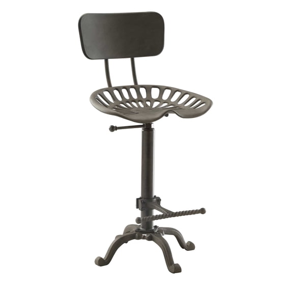 Farmhouse Tractor Seat Stool with Back, Industrial