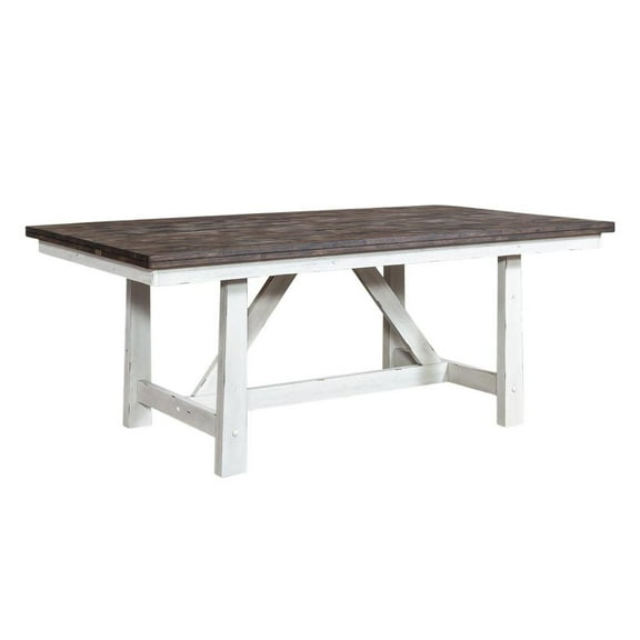 Liberty Furniture Industies, INC Farmhouse Fixed Top Trestle Table in Two Tone White w/ Wood Tone Top