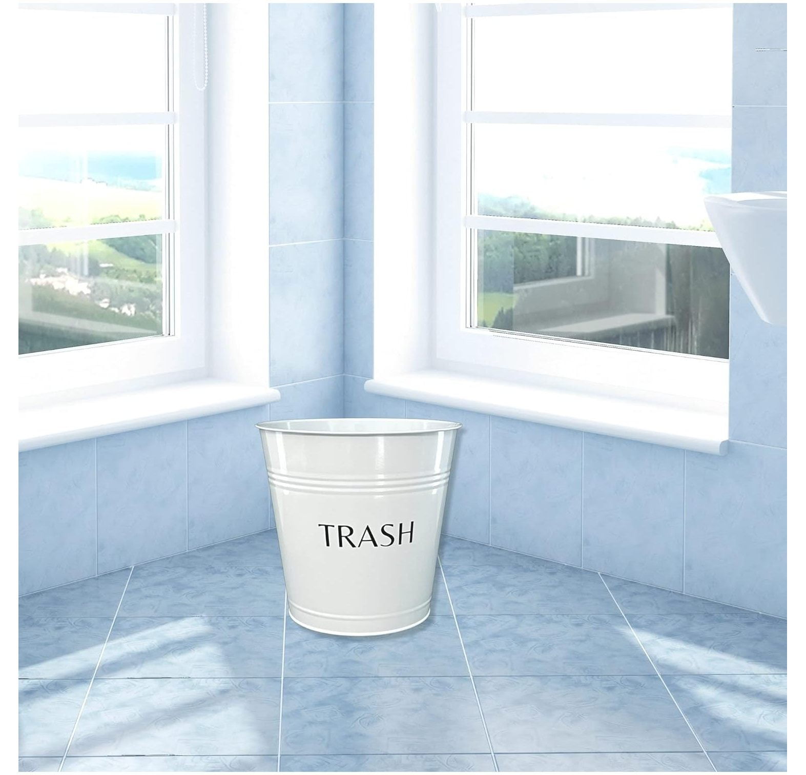 Farmhouse Trash Can for Bathroom, 3 Gallon Trash Bin, Bathroom Basket