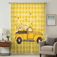 thumbnail image 1 of Farmhouse Truck Sheer Curtains 96 Inches Long, Country Bee Daisy Yellow Buffalo Lattices Light Filering Curtains, Privacy Drapes Simi Floor to Veiling Curtain for Living Room Bedroom Window Treatment, 1 of 9