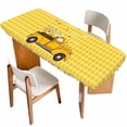 thumbnail image 1 of Farmhouse Truck Table Cloths for 8 Foot Rectangle Tables, Country Bee Daisy Yellow Buffalo Lattices Patio Waterproof Elastic Fitted Tablecloths, Washable Rectangular Table Cover for Camping, 1 of 8