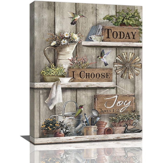 Farmhouse Truck Wall Art Barn Pictures Wall Decor Country Canvas Painting Print Flower Artwork Modern Home Decor Framed for Living room Bedroom Bathroom 12"X16"