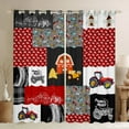thumbnail image 1 of Farmhouse Truck Window Curtains,Rainbow Tractors Construction 30%-50% Blackout Curtains,Teal Vehicle Big Wheel Car Curtains & Drapes,Grid Checked Red Black Patchwork Window Treatments, 1 of 6