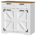 thumbnail image 1 of Farmhouse Two-Tone Laundry Hamper Cabinet with Extra Storage and Anti-Tip Kit, Rustic Storage Cabinet with Drawer, for Bathroom and Laundry Room Organization, White and Walnut WH39XY01, 1 of 9