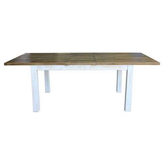 Farmhouse Two-Tone White Large Extension Dining Room or Kitchen Table for 6 to 8 People with Hidden Butterfly Leaf, Length from 71 to 86 inches