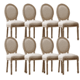 thumbnail image 1 of Farmhouse Upholstered Antique Painting Linen Barstools, Retro Dining Chairs with Solid Wood Frame and Legs, Armless Kitchen Chairs with Oval Back, Parson Chairs(Cream,Set of 8), 1 of 11
