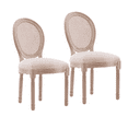 thumbnail image 1 of Farmhouse Upholstered Antique Painting Linen Dining Chairs, Retro Dining Chairs with Solid Wood Frame and Legs, Armless Kitchen Chairs with Round Back, Parson Chairs(Cream,Set of 2), 1 of 10