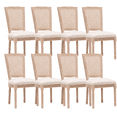 thumbnail image 1 of Farmhouse Upholstered Antique Painting Linen Dining Chairs, Retro Dining Chairs with Solid Wood Frame and Legs, Armless Kitchen Chairs with Square Rattan Back, Parson Chairs(Cream,Set of 8), 1 of 11