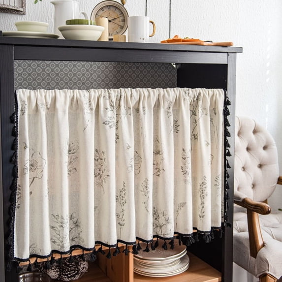 Farmhouse Valance Curtain for Kitchen Window Light Blocking Short Rod Pocket Panels Small Window Bathroom Basement Décor