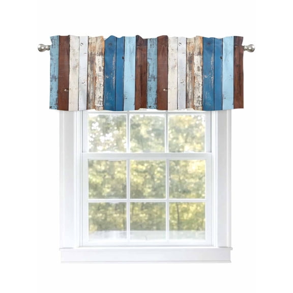 Farmhouse Valances for Windows, Rod Pocket Kitchen Valance Curtains - Soft & Washable Small Window Treatment for Living Room, Bathroom, Country Style , 42x12 Inch, 1 Panel