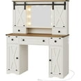 Farmhouse Vanity Desk with Mirror and Lights White Makeup Dressing