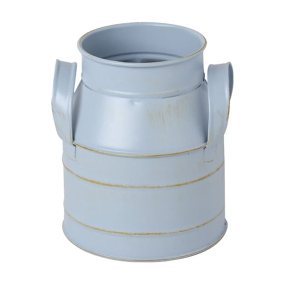 Farmhouse Vase Decor Milk Can Vintage Flower Jug Metal Vase with Handle Rustic Flower Buckets for Table Centerpiece Gift (Blue)