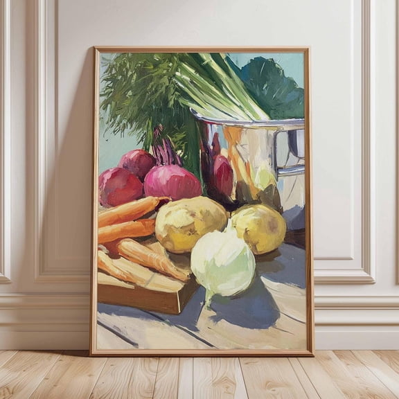 Farmhouse Vegetables Rustic Market Still Life Poster UNFRAMED PAPER POSTER, Home Decor