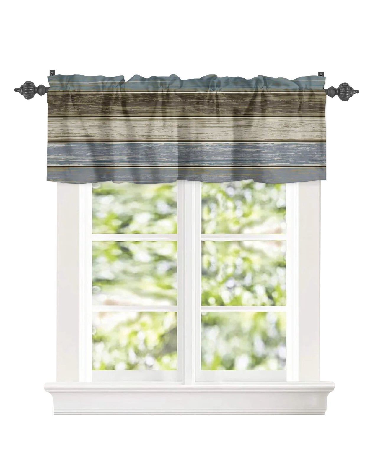 Fresh Look at Farmhouse Vintage Brown Plank Window Treatment Panel For Living Room