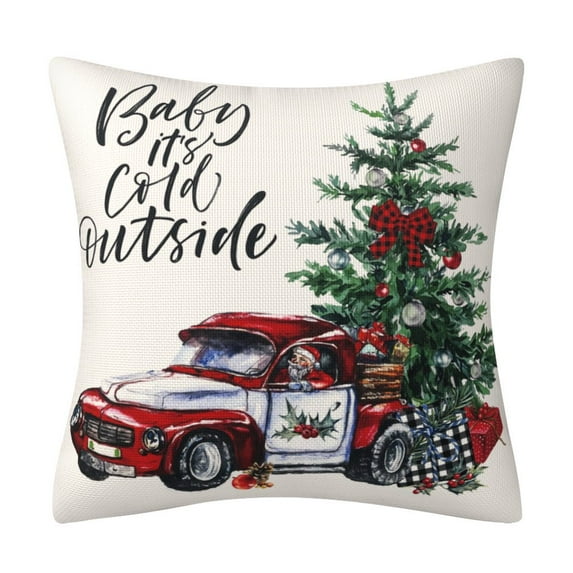 Farmhouse Vintage Christmas Decorative Throw Pillow Covers, Christmas Tree Merry Christmas Snowman Wreath Cushion Covers Pillowcase for Outdoor Home Couch 18x18inch