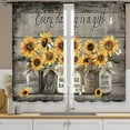 thumbnail image 1 of Farmhouse Vintage Country Sunflower Kitchen Curtains 27.5W X 36L Inch 2 Panels Rod Pocket Brown Rustic Yellow Floral Inspirational Small Short Cafe Tier Cottage Window Drapes Treatment Decor, 1 of 6