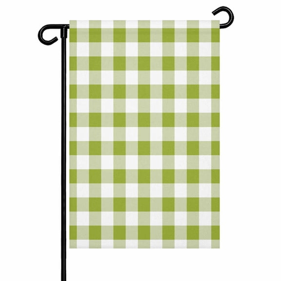 Farmhouse Vintage Garden Flags for Outside Gingham Checkered Texture Double Sided Yard Flags Outdoor House Decoration, Small 12X18 Inch, Yellow Green