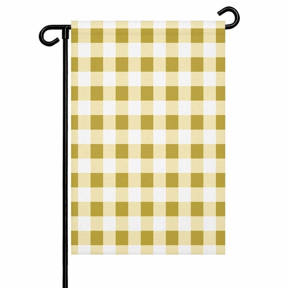 Farmhouse Vintage Garden Flags for Outside Gingham Checkered Texture Double Sided Yard Flags Outdoor House Decoration, Small 12X18 Inch, Yellow