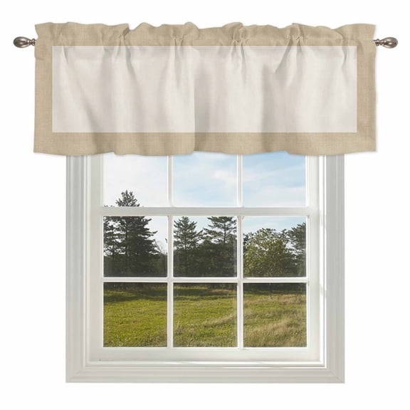 Farmhouse Vintage Pastoral Style Burlap Texture Valances for Windows Retro Linen Rod Pocket Curtain Valance Window Treatment Short Curtains for Kitchen Living Room,42x12in