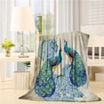 thumbnail image 1 of Farmhouse Vintage Peacock Throw Blanket 40 x 50 inch, Flannel Fleece Bed Blankets Unisex for Boys, Girls, Kids, Soft Fuzzy Warm Cozy Plush Microfiber Blanket for Crib Stroller Nap, Watercolor Animals, 1 of 6