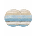 thumbnail image 1 of Farmhouse Vintage Round Table Placemats set of 2, Wood Texture Washable Woven Place Mats for Dining Tables Kitchen Party Decor,Heat Proof, 15in, Blue Beige Brown, 1 of 8