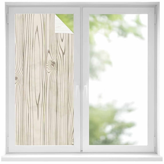 Farmhouse Vintage Window Privacy Film, Summer Country Retro Wooden Grain Static Cling UV Sun Blocking Heat Control Window Tint Day and Night, Non-Adhesive One Way Windows Privacy Cover 19.6''x39.3''