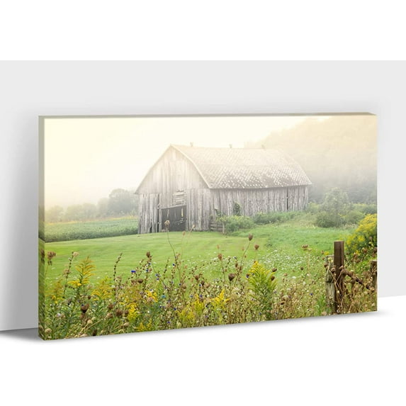 Farmhouse Wall Art - Barn Pictures Wall Art, Modern Farmhouse Wall Decor for Living Room, Country Barn Scenery Canvas Prints, Old Barn Painting Framed Artwork for Rustic Kitchen Wall Decor 12x18 Inch