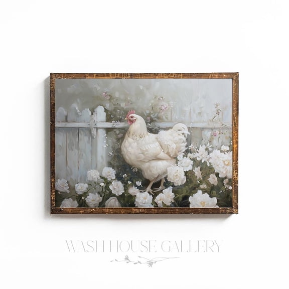 Farmhouse Wall Art Chicken Cottagecore Chicken Poster Cottagecore Farm Wall Art Cottagecore Hen Poster Rooster, 8x12 UNFRAMED