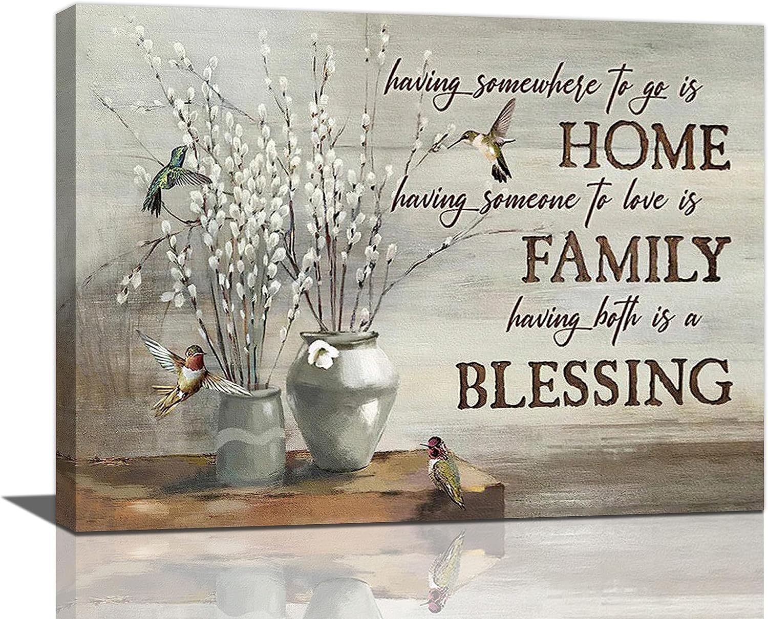 Rustic Quotes Farmhouse Wall Art Country Cotton Hummingbird Pictures Wall Decor ...