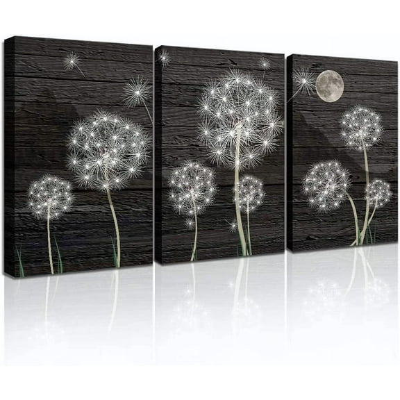 Farmhouse Wall Art For Living Room Family Wall Decor For Bedroom Canvas Art Prints White Dandelion Canvas Pictures Modern Bathroom Office Wall Decorations Artwork 3 Panels Framed Kitchen Home Decor