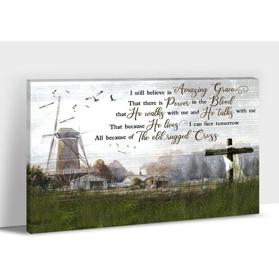 Farmhouse Wall Art - Old Barn Pictures Art, Modern Farmhouse Decor for Living Room, Inspirational Quotes Windmill Canvas Prints, Painting Framed Rustic Home (12x18 Inch)