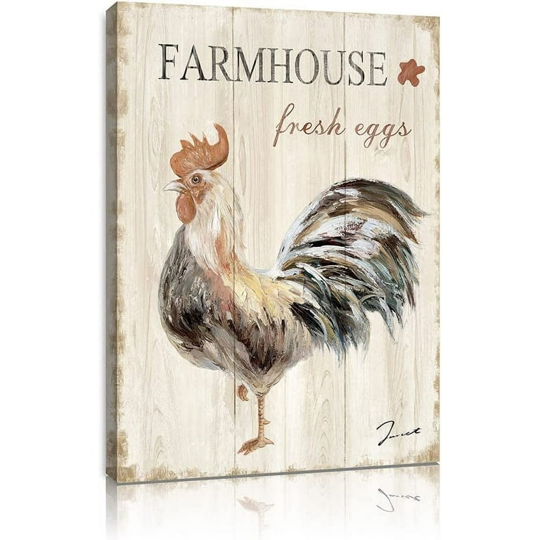 Rooster painting discount on wood
