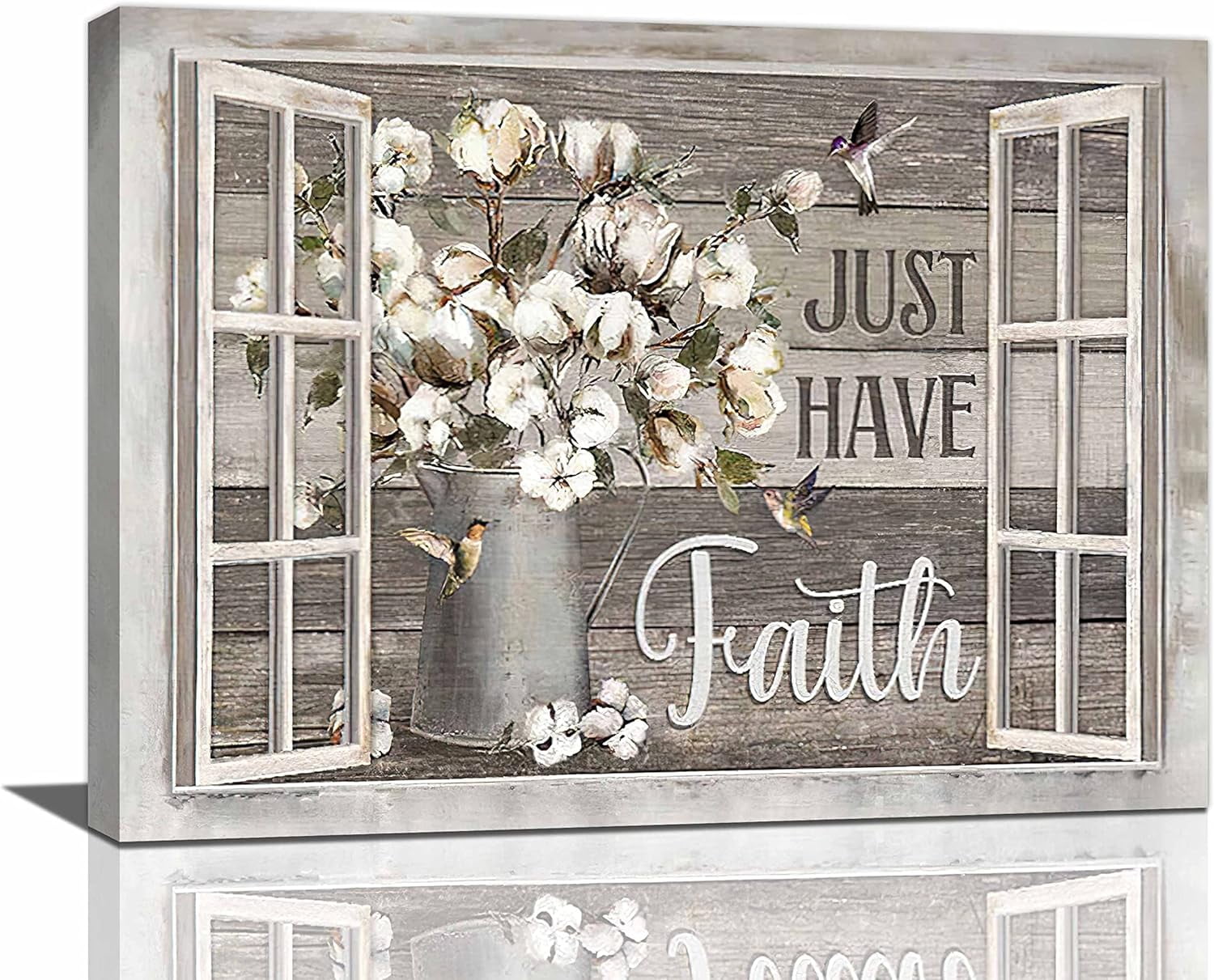 Farmhouse Wall Art Rustic Cotton Flower Pictures Wall Decor Country ...