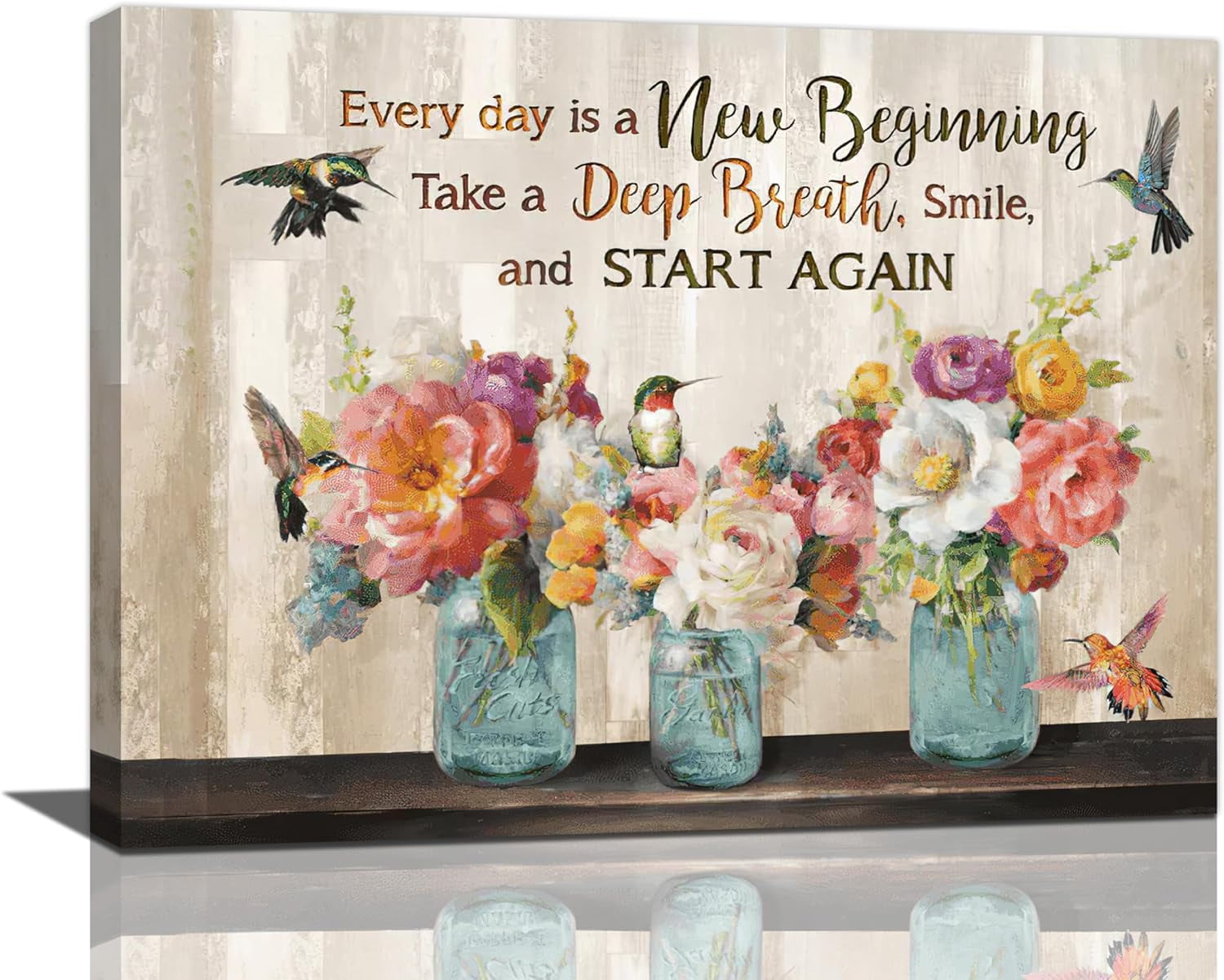 Farmhouse Wall Art Rustic Flower Hummingbird Christian Pictures Wall