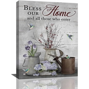 Farmhouse Wall Art Rustic Flower Pictures Wall Decor Country Painting Canvas Prints Modern Framed Home Decor for Bathroom Bedroom Living Room Kitchen 12"x16"