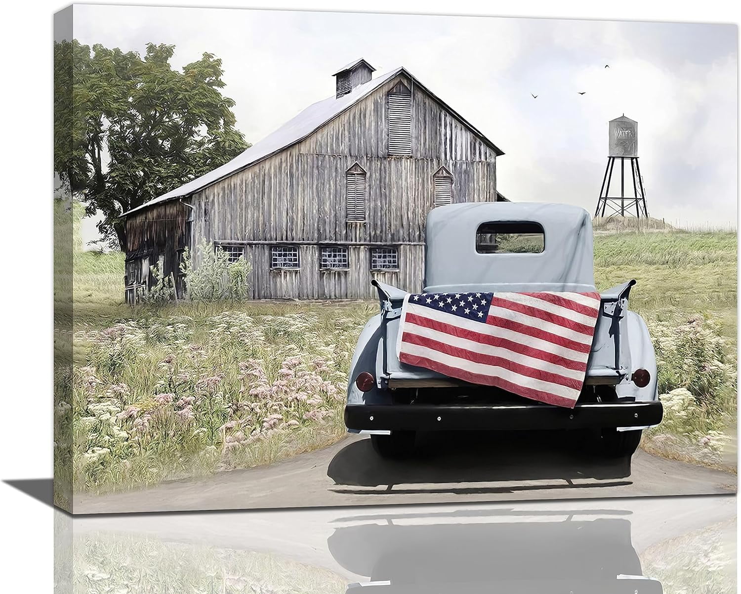 Farmhouse Wall Art Rustic Old Barn Canvas Painting Print Country ...
