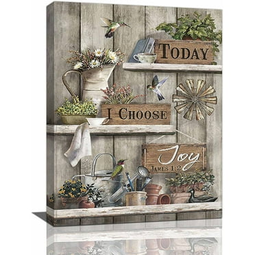 Farmhouse Wall Art Rustic Windmill Pictures Wall Decor Country Painting Canvas Prints Home Artwork Framed Decor for Kitchen Bathroom Bedroom Living Room 12"x16"